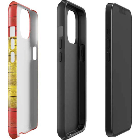 Spain Flag Dark Wood iPhone 14 Plus Impact Case